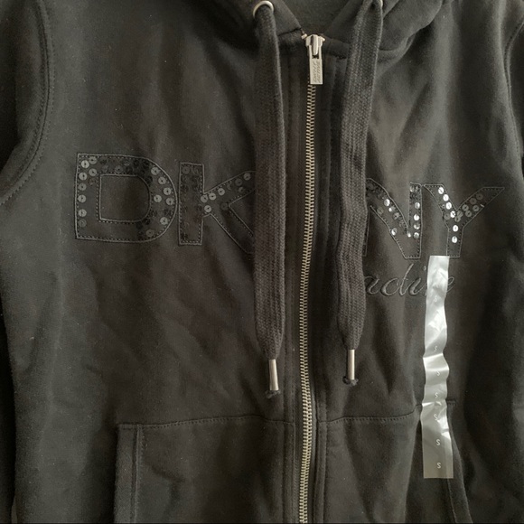 DKNY black sequin logo zip up new - Picture 2 of 4